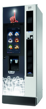 Standautomat mit Münzeinwurf und Touchscreen.