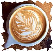 Kaffee mit Blumenbild in der Tasse