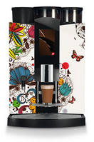 Designer WMF Kaffeevollautomat mit 2 Bohnenbehälter und ein Kakaobehälter inklusive Cappuccino-Glas.