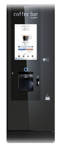 Kaffee-Standautomat in Schwarz mit TFT Monitor