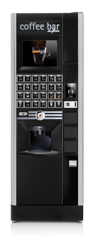 Luce Zero x2 premium Kaffeevolautomat Standgerät in Schwarz mit TFT-Display und Zahlungssystem.