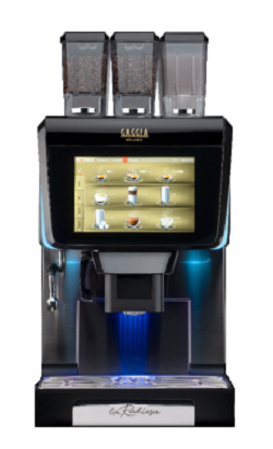 Gaggia La Radiosa Kaffeevollautomat mit 3 Bohnenbehälter und Touchscreen-Display.